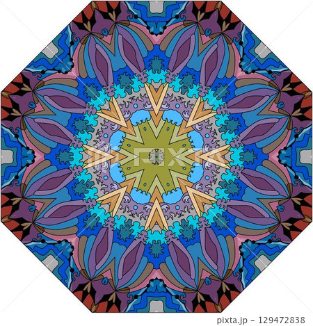Colorful cute Mandala. Decorative unusual round ornaments. 129472838
