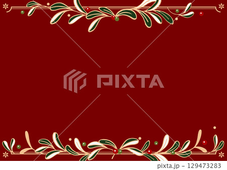 クリスマスのベクターイラスト。雪の結晶でできたクリスマスのフレーム素材。バナー、ポストカード、フレー 129473283