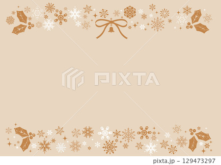 クリスマスのベクターイラスト。雪の結晶でできたクリスマスのフレーム素材。バナー、ポストカード、フレー クリスマスのベクターイラスト。雪の結晶でできたクリスマスのフレーム素材。バナー、ポストカード、フレー 129473297