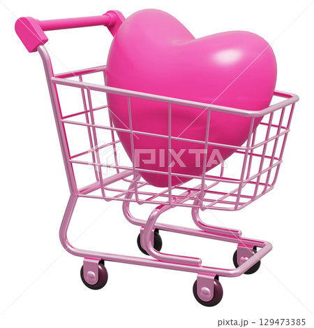 Shopping Trolley Cart With Pink Glossy Heart Shopping Trolley Cart With Pink Glossy Heart 129473385