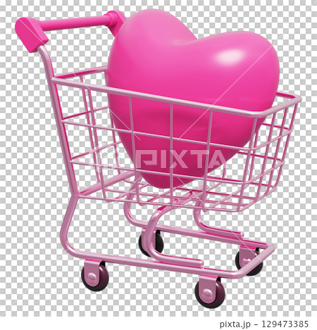 Shopping Trolley Cart With Pink Glossy Heart Shopping Trolley Cart With Pink Glossy Heart 129473385