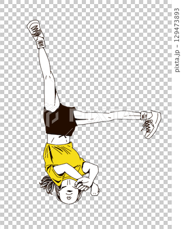 Simple line drawing dance pose illustration - acrobatics Simple line drawing dance pose illustration - acrobatics 129473893