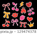 Bow and cherry drawn crayon textured whimsy stickers 129474378