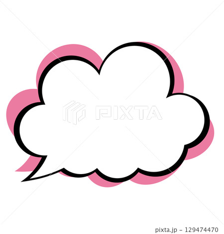 シンプルな吹き出しのイラスト　もこもこ 129474470