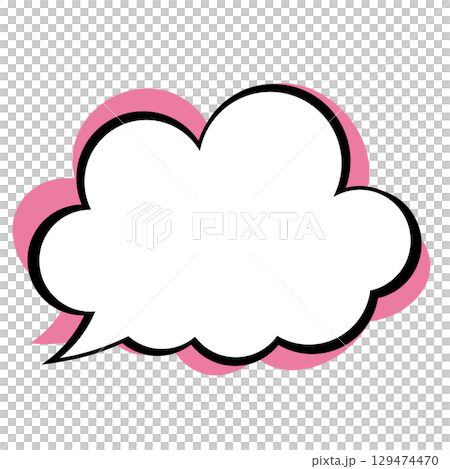 シンプルな吹き出しのイラスト　もこもこ 129474470