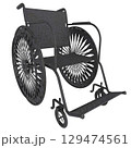 Vintage black wheelchair isolated on white 129474561