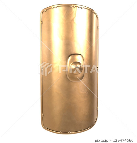 Gold shield isolated on white 129474566