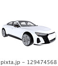 White luxury electric sedan isolated on white 129474568