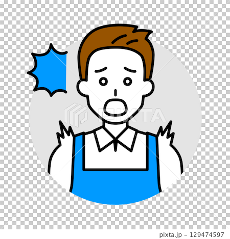 Icon of a man wearing an apron (surprised) Icon of a man wearing an apron (surprised) 129474597