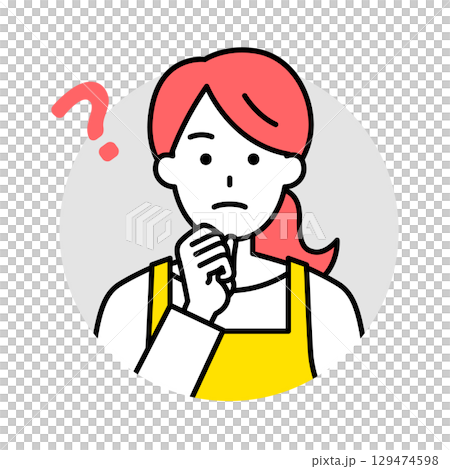 Icon of a woman in an apron (thinking) Icon of a woman in an apron (thinking) 129474598