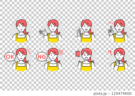 穿著圍裙的婦女的圖標集 129474600