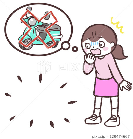バイクをなくした女性のイラスト 129474667