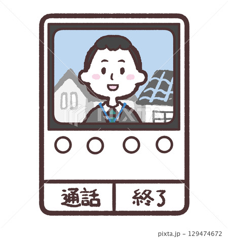 玄関モニターに映る訪問者のイラスト 玄関モニターに映る訪問者のイラスト 129474672