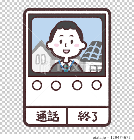 玄関モニターに映る訪問者のイラスト 玄関モニターに映る訪問者のイラスト 129474672