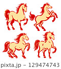 Traditional Oriental Horse Pose Set 129474743
