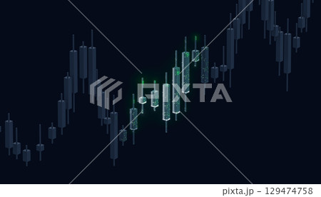 Futuristic Digital Candlestick Chart. 3D Trading Visualization 129474758