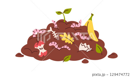 Biodegradable waste mix compost pile 129474772