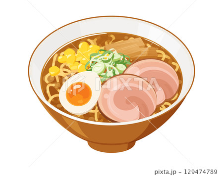味噌ラーメンのイラスト素材 129474789