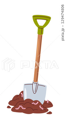 Shovel garden tool in compost 129474806