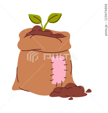 Soil burlap sack eco-friendly farming 129474808