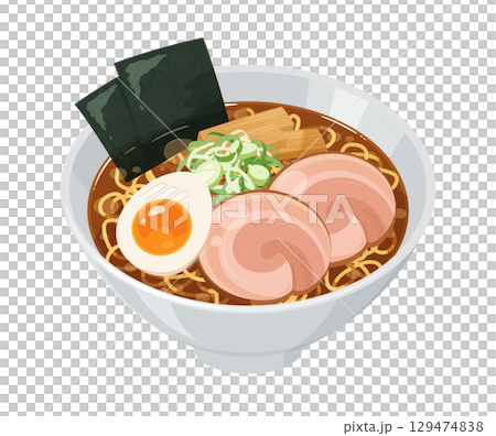 醬油拉麵插畫素材_白色 129474838