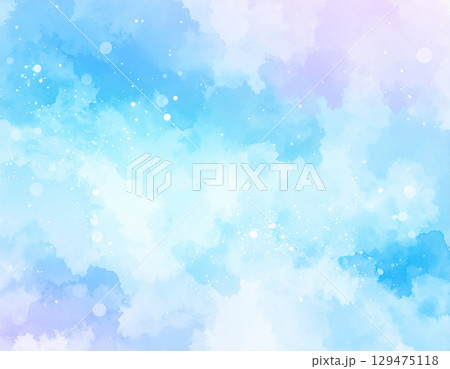 美しい青の水彩のテクスチャの背景　Abstract light blue watercolor fo 129475118