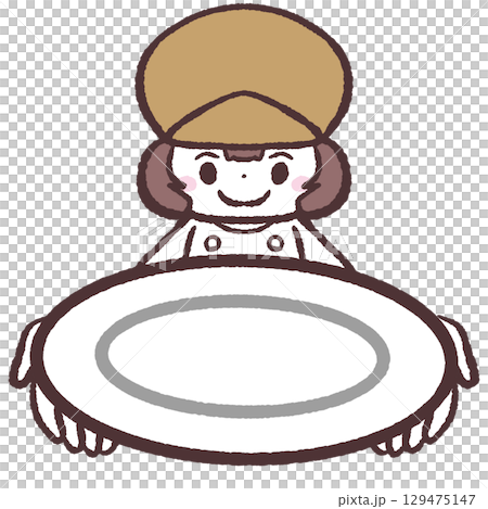 麵包師提供盤子的插圖 129475147