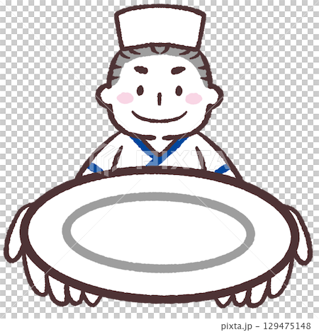 廚師提供盤子的插圖 129475148