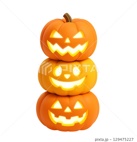 ハロウィンのカボチャ イラスト リアル ハロウィンのカボチャ イラスト リアル 129475227