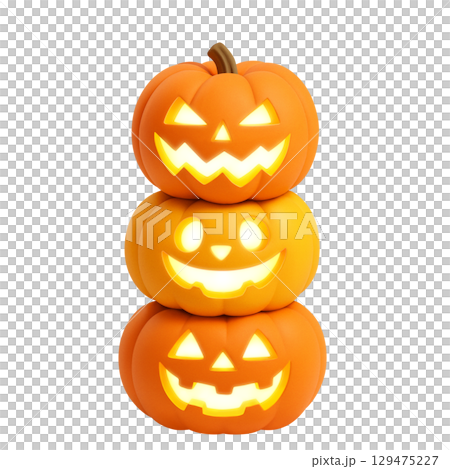 ハロウィンのカボチャ イラスト リアル ハロウィンのカボチャ イラスト リアル 129475227