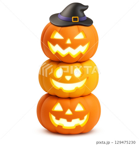 ハロウィンのカボチャ イラスト リアル ハロウィンのカボチャ イラスト リアル 129475230