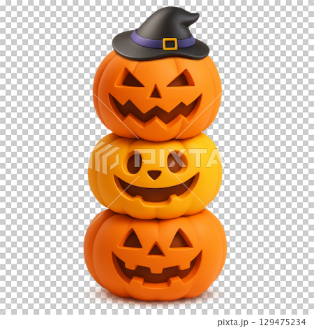Halloween pumpkin illustration realistic 129475234