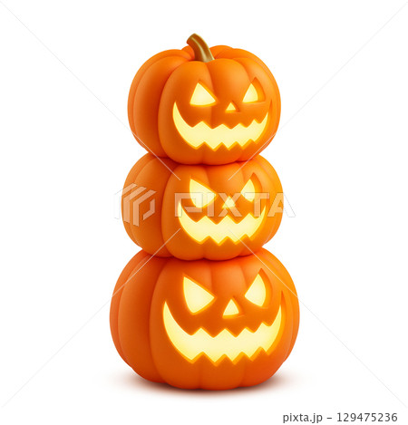 ハロウィン カボチャ イラスト リアル ハロウィン カボチャ イラスト リアル 129475236