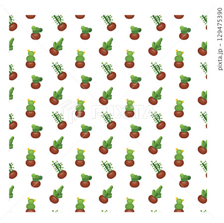 Cactus in a clay pot. Exotic plant. Seamless pattern. Vector illustration. Cactus in a clay pot. Exotic plant. Seamless pattern. Vector illustration. 129475390
