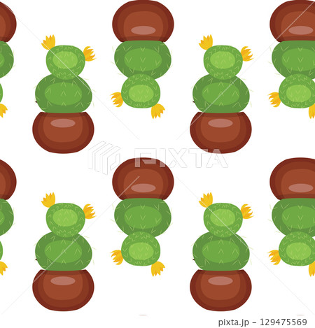 Cactus in a clay pot. Exotic plant. Seamless pattern. Vector illustration. 129475569