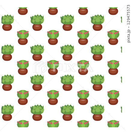 Cactus in a clay pot. Exotic plant. Seamless pattern. Vector illustration. Cactus in a clay pot. Exotic plant. Seamless pattern. Vector illustration. 129475573