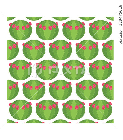 Cactus in a clay pot. Exotic plant. Seamless pattern. Vector illustration. 129475616