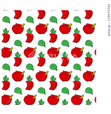 Simple red apple in cartoon style. Seamless pattern. Vector illustration. 129475782