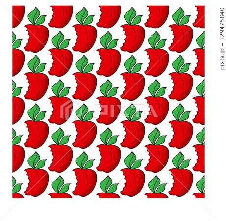 Simple red apple in cartoon style. Seamless pattern. Vector illustration. 129475840