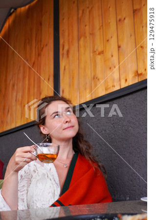 Contemplative Tea Moment Contemplative Tea Moment 129475918