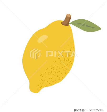 Lemon flat vector illustration. Citrus isolated on white background 129475960