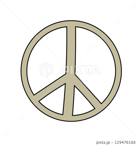 Hippie Peace Sign Groovy flat vector illustration. Retro 70s 60s. Pacifist symbol. 129476188