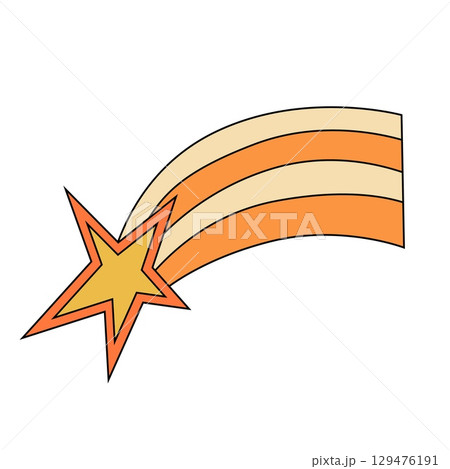 Star in trendy retro cartoon style. ?omet flat vector illustration 129476191
