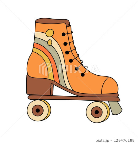 Roller skates line hand drawn vector illustration. Retro rollers icon hipster style 129476199