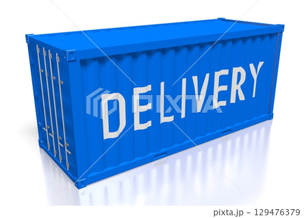 Cargo container - delivery concept - 3D illustration 129476379