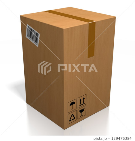 Cartboard package on white background - 3D illustration 129476384