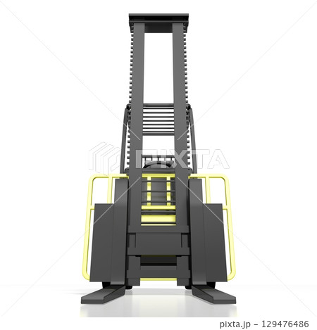 Forklift machine isolated on white background - 3D illustration 129476486