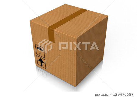 Cartboard box isolated on white background - 3D illustration 129476587