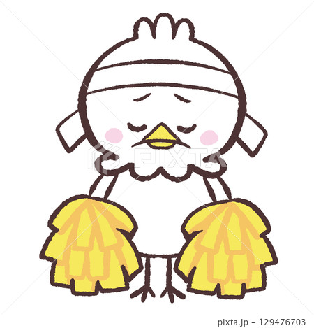 がっかりしているチアの白い鳥のイラスト 129476703