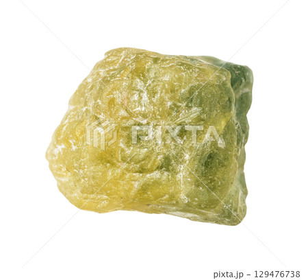 raw yellow green sapphire corundum mineral cutout 129476738